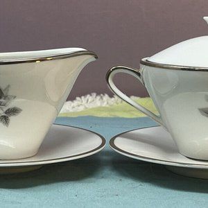 Remembrance Platinumtrim 8oz Creamer 4in Sugar Bowl w Lid Discontinued Bavaria